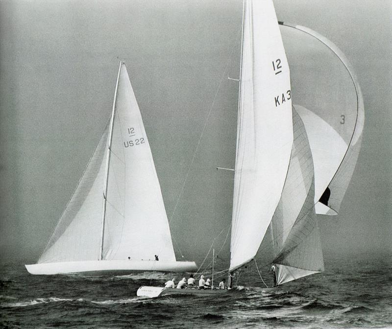 Gretel II trails Intrepid in the 1970 America's Cup photo copyright Paul Darling taken at New York Yacht Club and featuring the 12m class