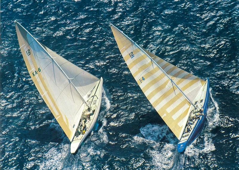 Azzurra (I-4) vs Australia II (KA-6) in the 1983 Louis Vuitton Cup photo copyright Carlo Borlenghi taken at Circolo della Vela di Roma and featuring the 12m class