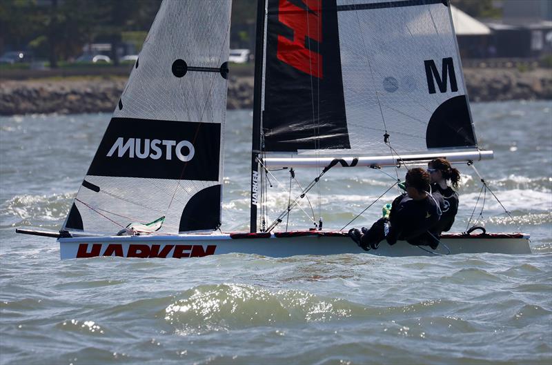 13ft skiff nationals Heidi Batest helming Harken photo copyright Promocean Media taken at Maryborough Sailing Club and featuring the 13ft Skiff class