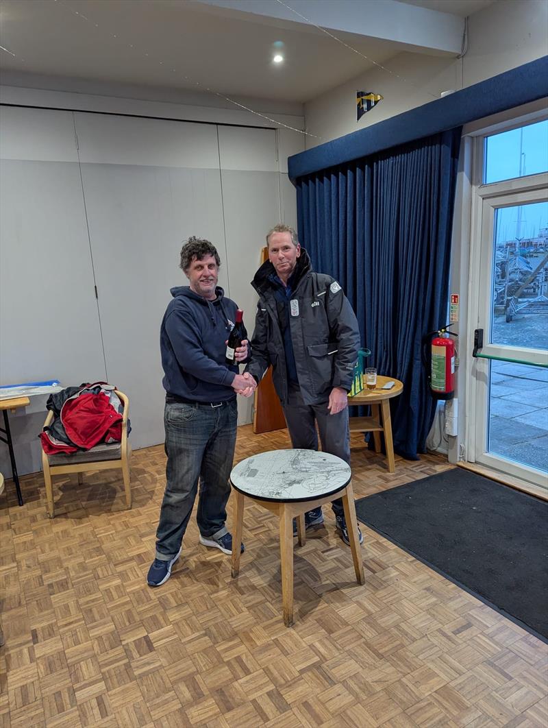 IOM Ranking 1 & 2 at West Lancs - Ranking 1 winner Brad Gibson with Vice commodore Andy Ashworth photo copyright A Tickle taken at West Lancashire Yacht Club and featuring the One Metre class