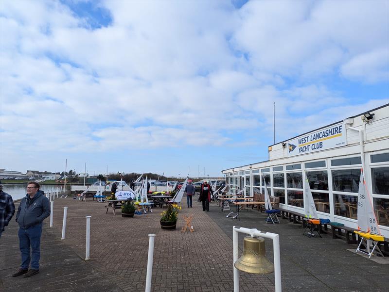 IOM Ranking 1 & 2 at West Lancs - The clubhouse with plenty of space for boat rigging photo copyright A Tickle taken at West Lancashire Yacht Club and featuring the One Metre class