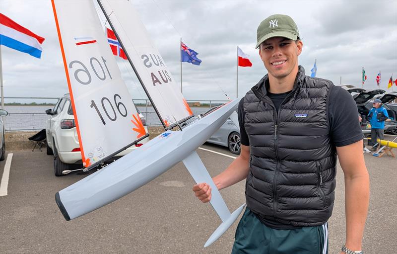 2026 IOM Worlds at Datchet Water Day 4 - Alex Scapens and his repaired IOM AUS 106 - photo © Mark Jardine