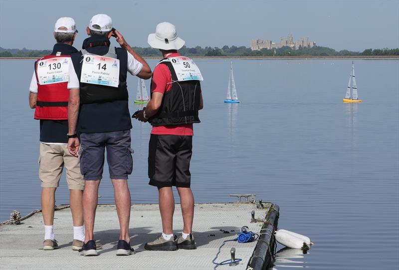 2026 IOM Worlds at Datchet Water Day 6 - ITA 130, ITA 14, SWE 50 go for a practice sail in the light winds - photo © Mark Jardine