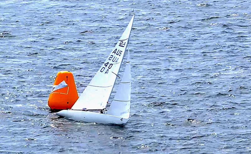 Peter Russell powered up and on his way to the top step of the podium! photo copyright Ray Smith taken at Royal Freshwater Bay Yacht Club and featuring the 2.4m class