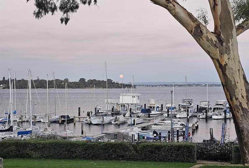 Just beautiful, moon rise over Freshie, calming… photo copyright Ray Smith taken at Royal Freshwater Bay Yacht Club and featuring the 2.4m class