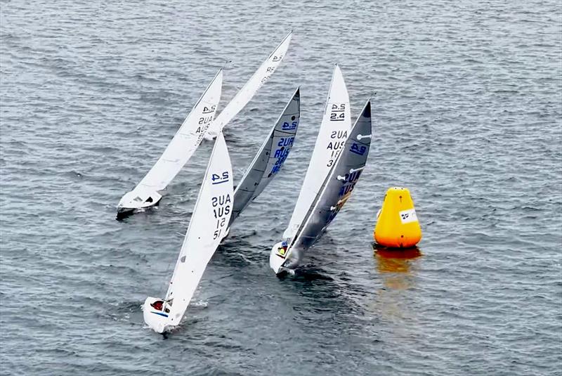Busy rounding was the usual photo copyright Ray Smith taken at Royal Freshwater Bay Yacht Club and featuring the 2.4m class