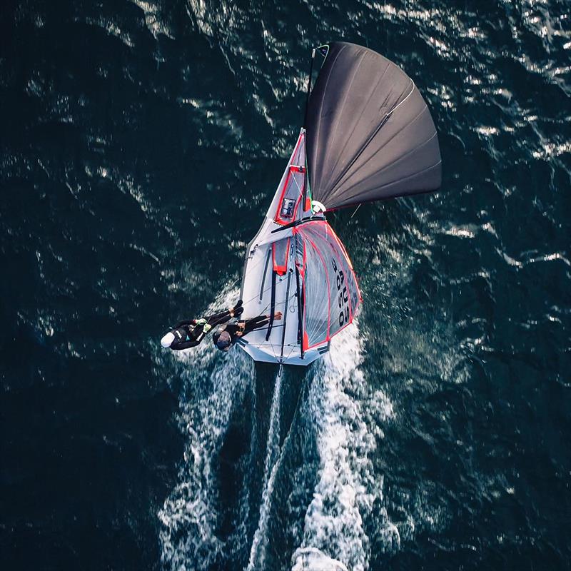 Flying away on the 29er - Torque Quick-Release Trapeze Harness photo copyright Drew Malcolm taken at  and featuring the 29er class