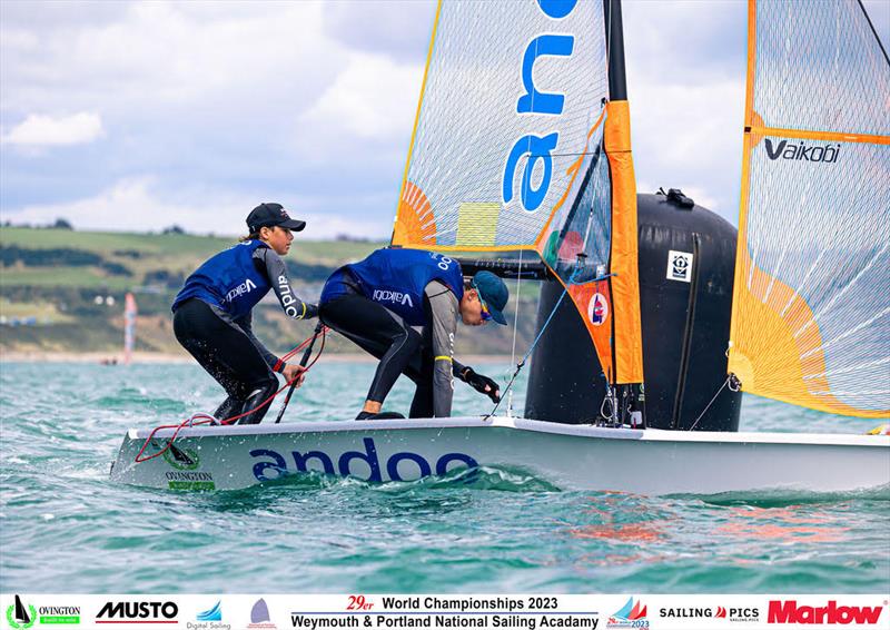 Joel Beashel and  Logan Radford - 2023 29er Worlds photo copyright Phil Jackson taken at Weymouth & Portland Sailing Academy and featuring the 29er class