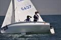 Yumi Yoshiyasu (left, crew) and Maddie Hawkins (right, helm) on Lake Erie from Day 2 at the 2018 U.S. Junior Women's Doublehanded Championship © Erin Gallagher