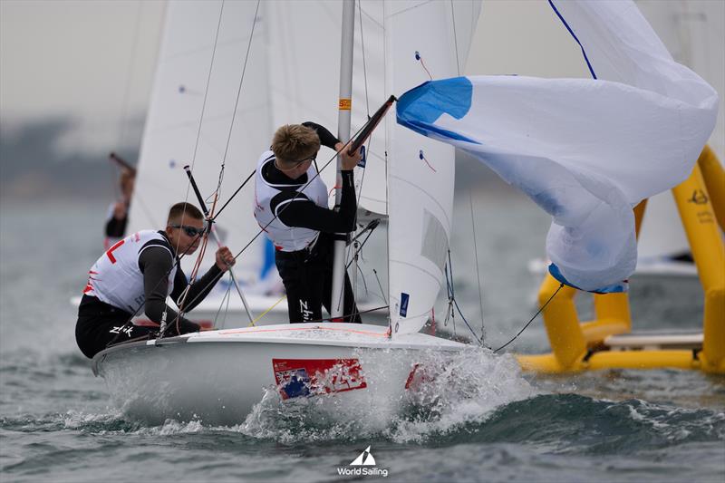 Cam Brown and Oli Stone (NZL) - Day 1 - Boys 420 - Day 1 - Youth Sailing Championships - December 15, 2025 - Vilamoura - photo © Nuno Fortinho Mendes/World Sailing