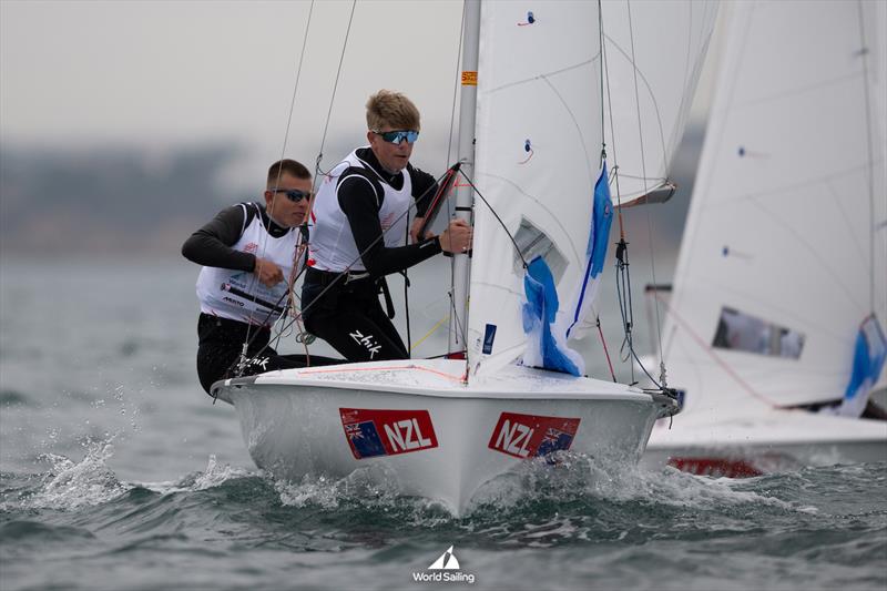 Cam Brown and Oli Stone (NZL) - Day 1 - Boys 420 - Day 1 - Youth Sailing Championships - December 15, 2025 - Vilamoura - photo © Nuno Fortinho Mendes
