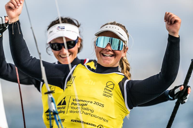 Sabine Potter and Merle Nieuwland in the female 420 during the Youth Sailing World Championships 2025 at Vilamoura, Portugal - photo © Nuno Fortinho Mendes / World Sailing