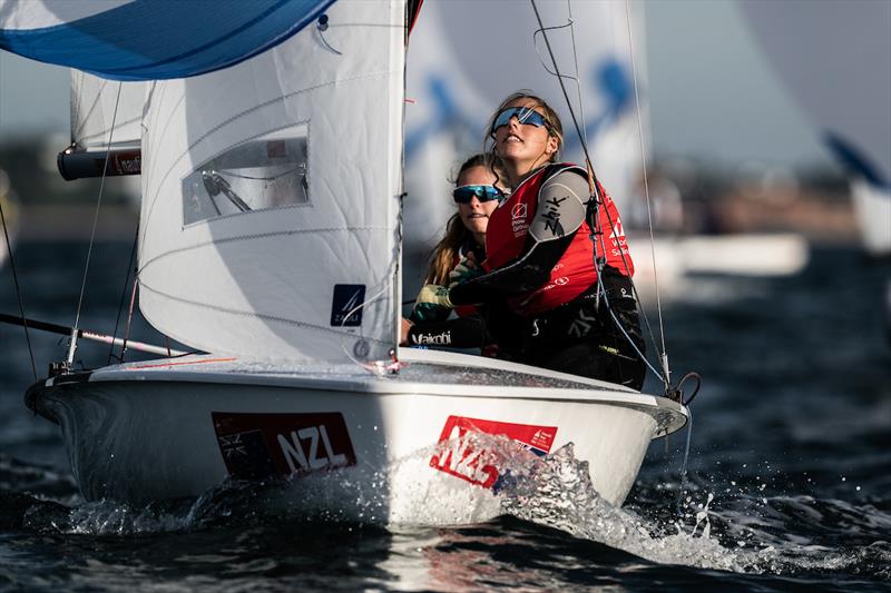 Tessa Clinton and Amelia Higson (NZL) - Girls 420 - Day 4 - Youth Sailing Championships - December 18 2025 - Vilamoura - photo © Nuno Fortinho Mendes
