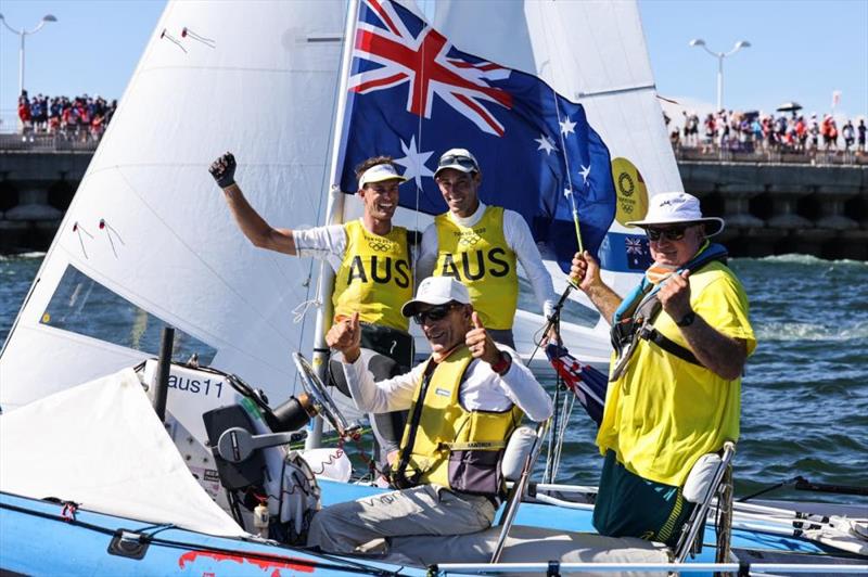 Men's 470 Gold for Mat Belcher and Will Ryan (AUS) at the Tokyo 2020 Olympic Sailing Competition photo copyright Sailing Energy / World Sailing taken at  and featuring the 470 class