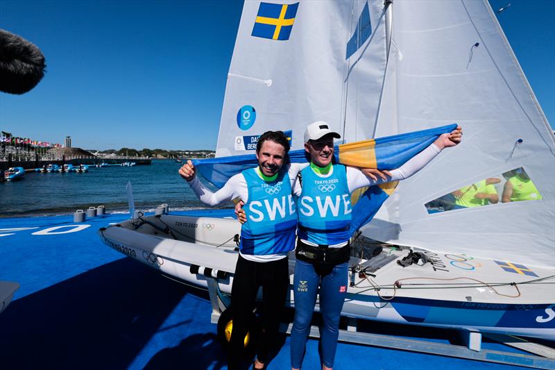 Men's 470 Silver for Anton Dahlberg and Fredrik Bergstrom (SWE) at the Tokyo 2020 Olympic Sailing Competition - photo © Sailing Energy / World Sailing