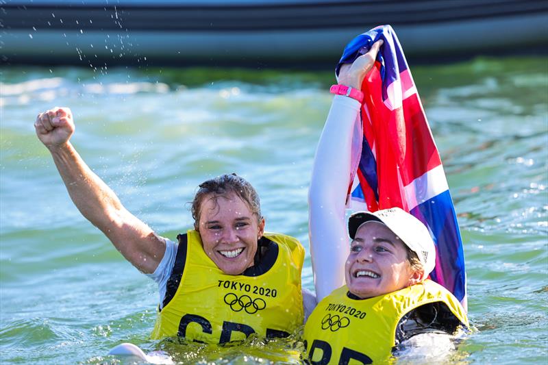 Women's 470 Gold for Hannah Mills and Eilidh McIntyre (GBR) at the Tokyo 2020 Olympic Sailing Competition - photo © Sailing Energy / World Sailing