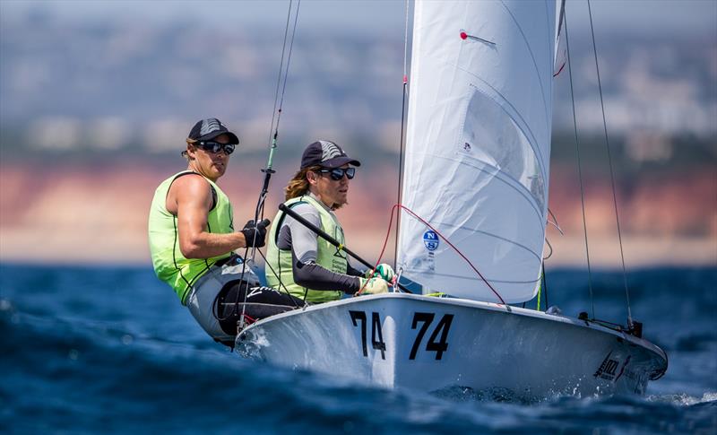 Paul Snow-Hansen and Dan Willcox (NZL) continue to lead the Open Mens European 470 championship after Day 3 photo copyright Joao Costa Ferreira taken at Vilamoura Sailing and featuring the 470 class