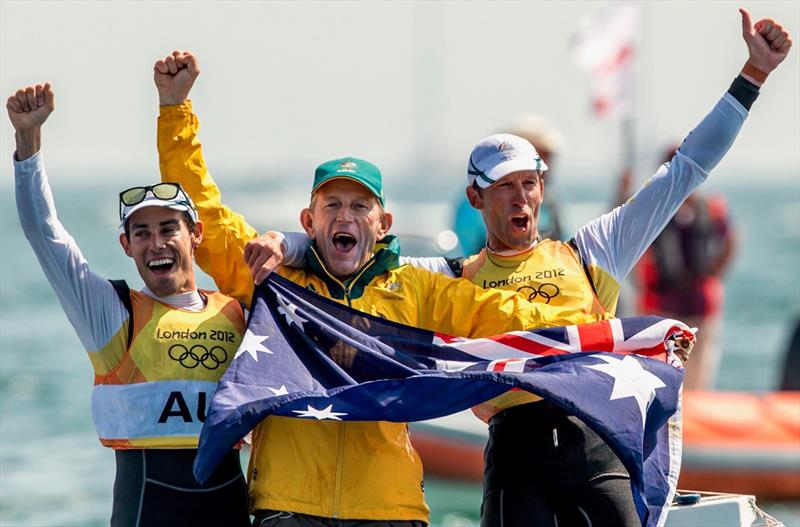 Mat Belcher OAM, Victor Kovalenko OAM and Malcolm Page OAM at the London Olympics photo copyright Sailing Energy taken at Australian Sailing and featuring the 470 class