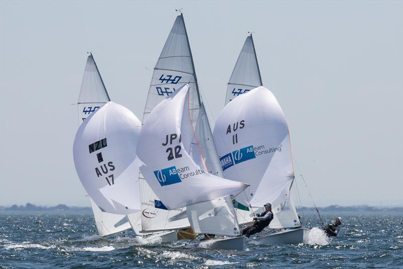 Close racing in the 470 fleet - photo © A.J. McKinnon