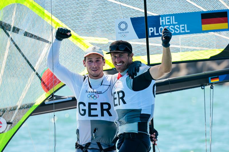 Men's 49er Bronze for Erik Heil and Thomas Ploessel (GER) at the Tokyo 2020 Olympic Sailing Competition - photo © Sailing Energy / World Sailing