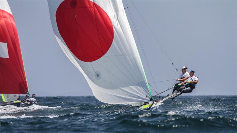 Tokyo2020 - Day 4 - July, 28, - Enoshima, Japan. Leo Takahashi and Ibuki Koizumi (JPN) photo copyright Richard Gladwell - Sail-World.com / nz taken at  and featuring the 49er class