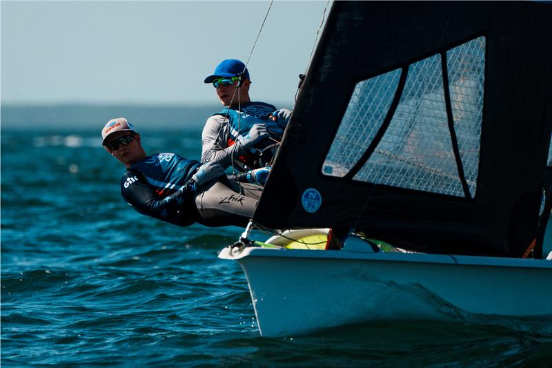 Logan Mraz and Ronan Curnyn - 49er US Nationals photo copyright Salty Brother / www.saltybrother.com taken at Miami Yacht Club and featuring the 49er class