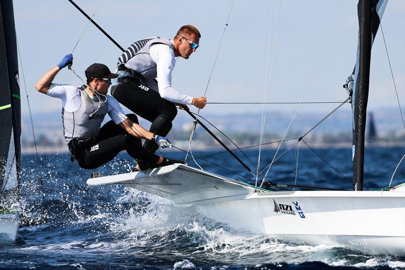 Sam Bacon Blake McGlashan (NZL)  - 49er World Championships - Sardinia - October 2025 - photo © Sailing Energy