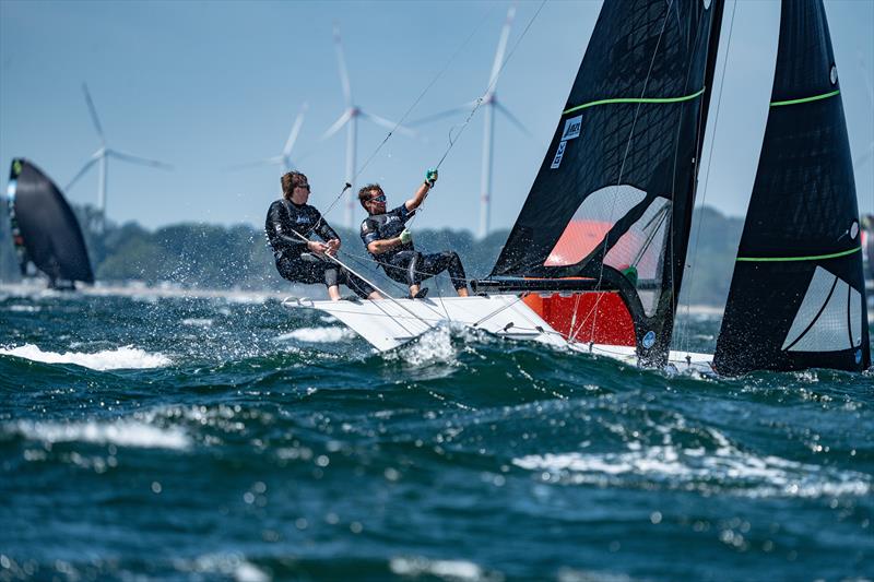Seb Menzies and George Lee Rush (NZL) - 49er, 49er Fx and Nacra 17 Europeans Championships Day 2 - Eckernförde, Germany - July 8, 2026 - photo © NIMANET - Niklas Mattes