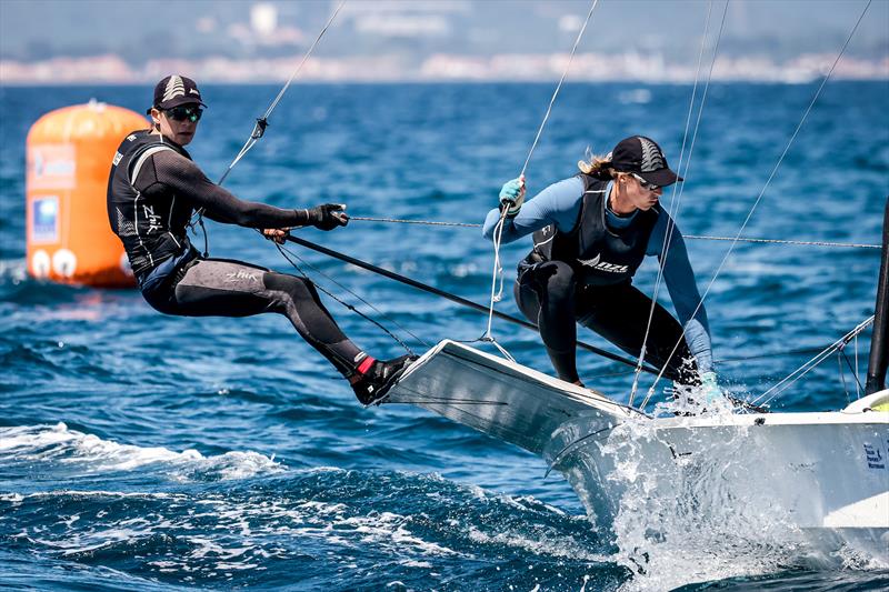 Jo Aleh & Molly Meech (NZL) - 49er FX   - NZL Sailing Team - Semaine Olympique Française de Hyères - April 2022 photo copyright Sailing Energy/FFVOILE taken at  and featuring the 49er FX class