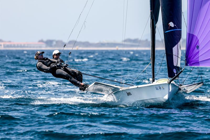 Alex Maloney & Olivia Hobbs (NZL) - 49erFX - NZL Sailing Team - Semaine Olympique Française de Hyères - April 2022 photo copyright Sailing Energy/FFVOILE taken at  and featuring the 49er FX class