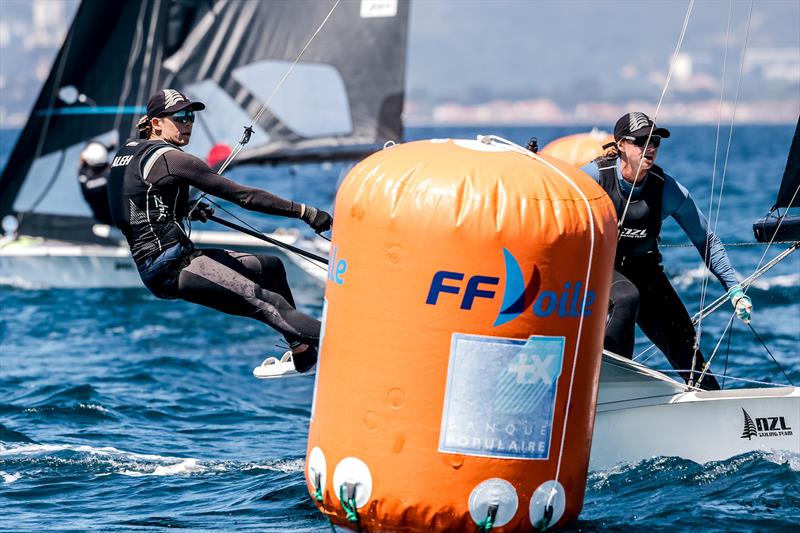 Jo Aleh & Molly Meech (NZL) - 49er FX - NZL Sailing Team - Semaine Olympique Française de Hyères - April 2022 - photo © Sailing Energy/FFVOILE