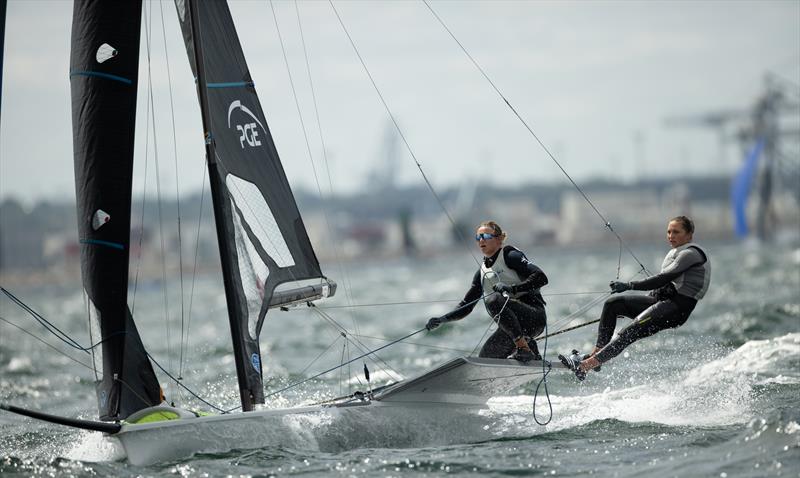 49er FX - Day 4 - European Championships - Aarhus, Denmark - July 2022 photo copyright Peter Brogger taken at Sailing Aarhus and featuring the 49er FX class