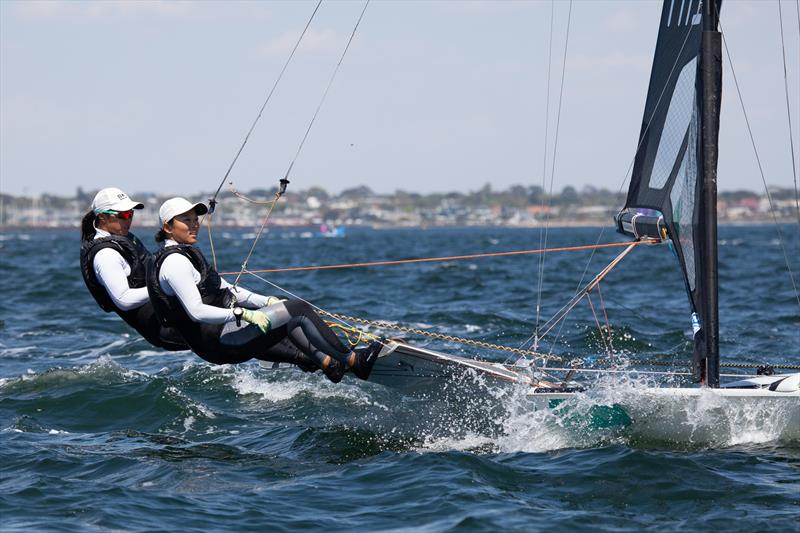 Saki Matsunae and Yuri Saito from NSW enjoying some of the conditions Port Phillip can offer - photo © A.J. McKinnon