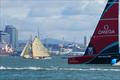 Rainbow (launched 1898) ahead of Emirates Team NZ AC75 - Day 21 -  August 15 2026 - Auckland, NZ &copy; Sam Thom/America's Cup