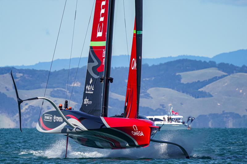 America's Cup match day 2 - Emirates Team New Zealand photo copyright ACE / Studio Borlenghi taken at Royal New Zealand Yacht Squadron and featuring the AC75 class