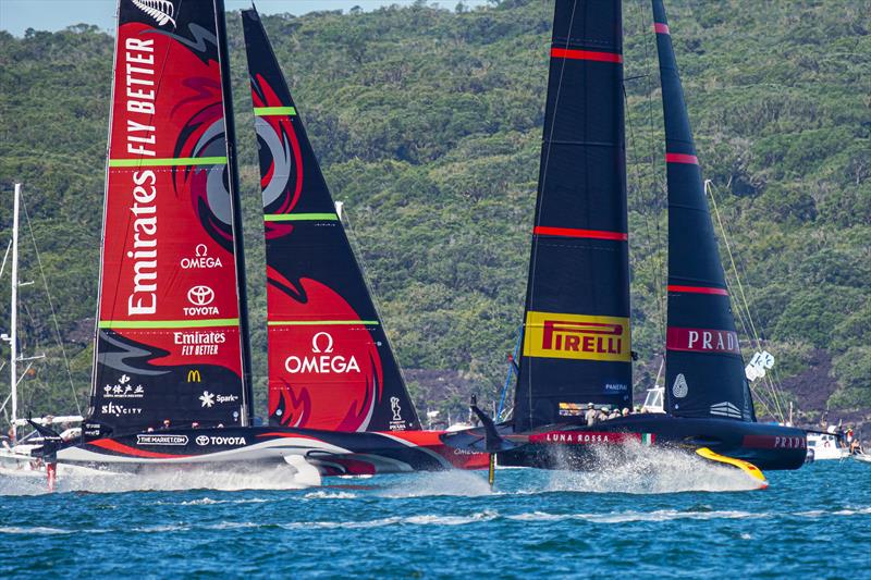 America's Cup match day 3 - Emirates Team New Zealand and Luna Rossa Prada Pirelli photo copyright ACE / Studio Borlenghi taken at Royal New Zealand Yacht Squadron and featuring the AC75 class