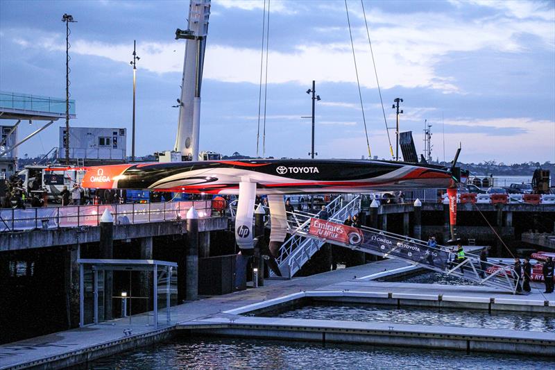 Emirates Team New Zealand launch the world's first AC75, Auckland, September 6, photo copyright Richard Gladwell taken at Royal New Zealand Yacht Squadron and featuring the AC75 class