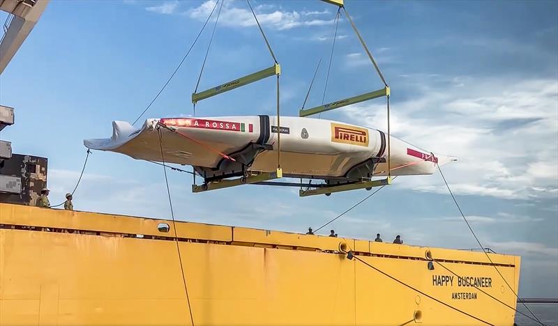 Luna Rossa Prada Pirelli's AC75 is loaded aboard a cargo ship, along with support boats - September 9, 2020 - Cagliari  - photo © Luna Rossa Prada Pirelli Media