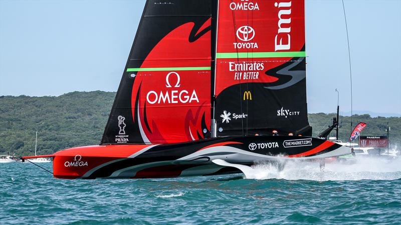 Emirates Team New Zealand- Training - Prada Cup Finals - Day 4 - February 21, 2021 - America's Cup 36 - Course A photo copyright Richard Gladwell / Sail-World.com / nz taken at Royal New Zealand Yacht Squadron and featuring the AC75 class