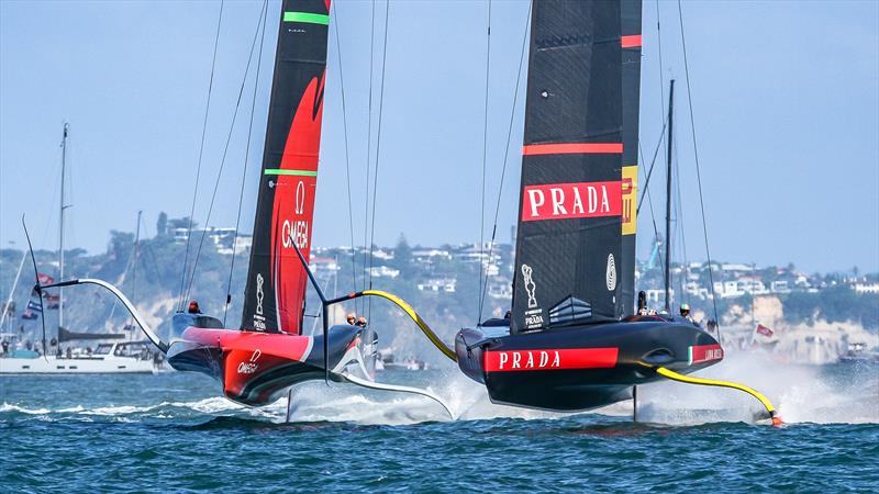 Emirates Team NZ and Luna Rossa start Race 10 - America's Cup - Day 7 - March 17, 2021, Course A photo copyright Richard Gladwell / Sail-World.com taken at Royal New Zealand Yacht Squadron and featuring the AC75 class