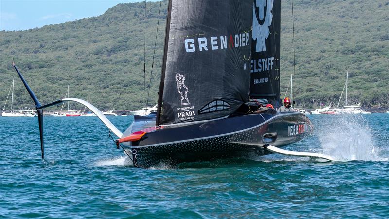 INEOS Team UK struggles to foil after starting Race 1 - Prada Cup Final - Day 1 - February 13, - America's Cup 36 photo copyright Richard Gladwell / Sail-World.com / nz taken at Royal New Zealand Yacht Squadron and featuring the AC75 class