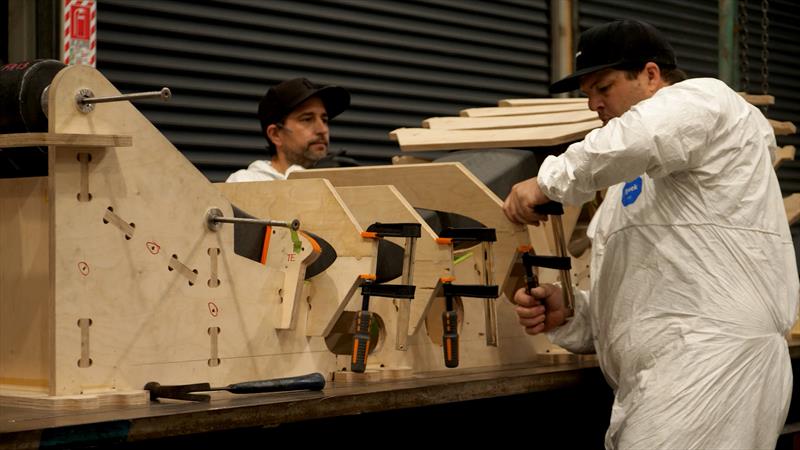 AC75 foil arms under construction at Emirates Team NZ's build facility in Auckland. - August 2022 - photo © Emirates Team New Zealand