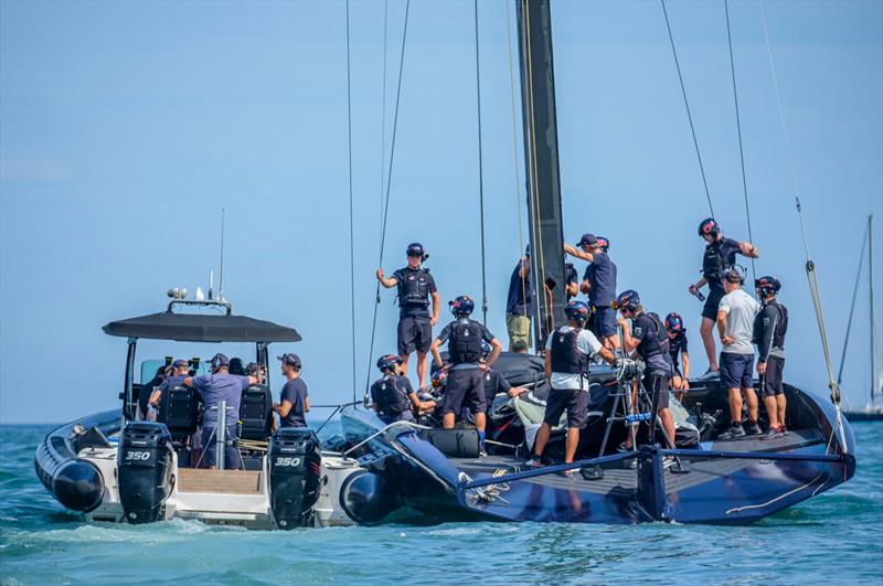 Alinghi Red Bull Racing preparing to sail in light winds - First sailing day - August 31, 2022 - Barcelona - photo © Alinghi RBR