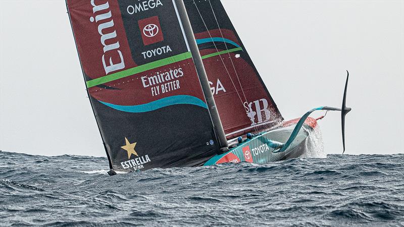 Emirates Team New Zealand - AC75 - Day 53 - Barcelona - October 23, 2023 photo copyright Ugo Fonolla / America's Cup taken at Real Club Nautico de Barcelona and featuring the AC75 class