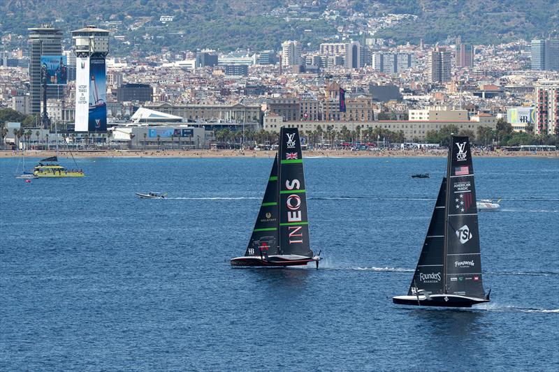 INEOS Britannia and American Magic - Race 18, Day 5 - Round Robin 2 - Louis Vuitton Cup - September 5, 2024 - photo © Ian Roman / America's Cup