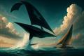 The Charybdis goes for the hat trick — wing morphed into a kite, it catches a perfect wave and takes flight © Pierre-Jean Cottalorda