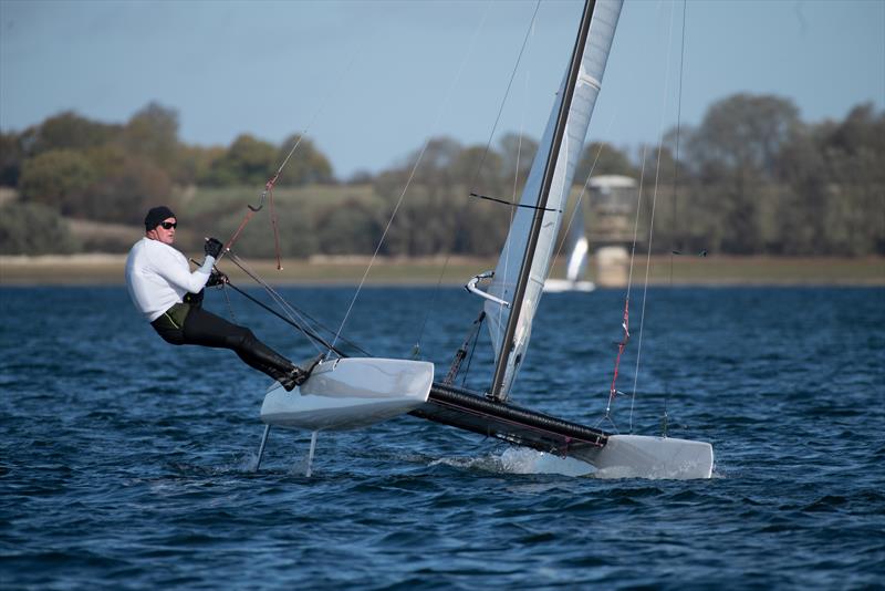 Hugh Mcgregor racing his A-Class Cat during the Gill Cat Open at Grafham Water Sailing Club photo copyright Paul Sanwell / OPP taken at Grafham Water Sailing Club and featuring the A Class Catamaran class