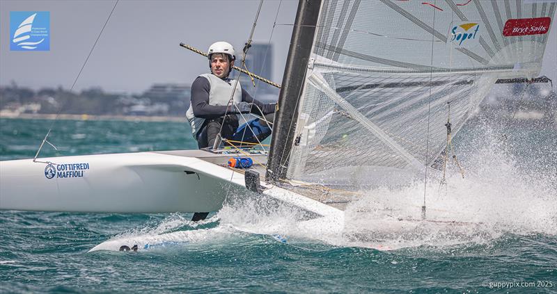 PredictWind A-Class Cat Worlds 2025 Day 4 - Kuba Surowiec, POL41, reigning Open Champion, loves these conditions, but even he was pushed to the limit - photo © Gordon Upton / www.guppypix.com