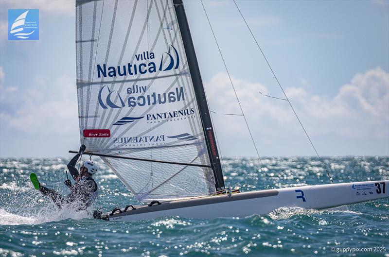 PredictWind A-Class Cat Worlds 2025 Day 4 - Micheal Korneszczukl reassessing his life choices at the top mark - photo © Gordon Upton / www.guppypix.com