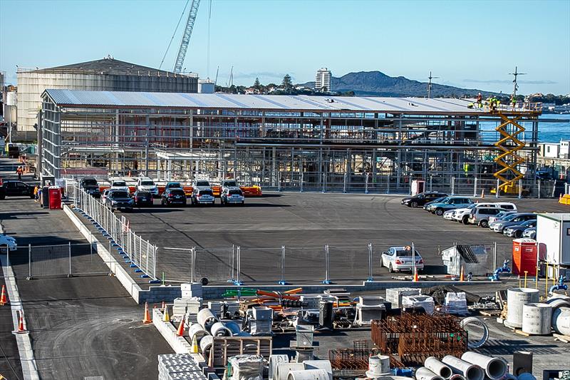 American Magic base in the foregronud, with INEOS Team UK behind - America's Cup base construction - Wynyard Point - May 20, 2020 - photo © Richard Gladwell / Sail-World.com